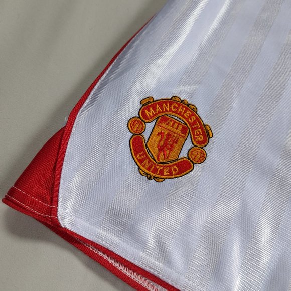 White Stripe Manchester United Soccer Shorts - Picture 2 of 4